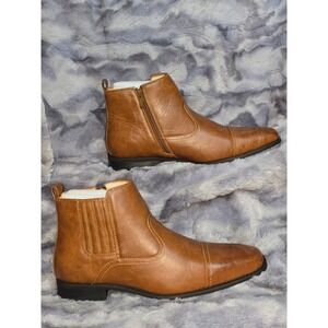 NWOB Vance Alex Brkown Cap Toe Ankle Boots with Side Zip Size 11